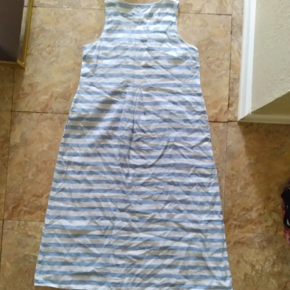 J Jill Love Linen Blue & White Striped Sleeveless dress, size Medium Petite - Picture 2 of 8